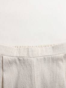 SHEIN Tween Girl Framed Collar Single-Breasted Vest And Wide-Leg Pants Casual Suit - Apricot - View 5