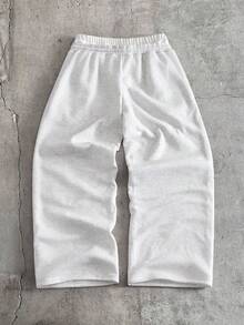 AXEPEAK 男士字母印花抽绳腰带口袋休闲日常运动裤 - 淺灰色 - 查看 5