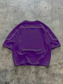 AXEPEAK Camiseta de manga corta de punto casual y holgada para hombre - Morado - Ver 2