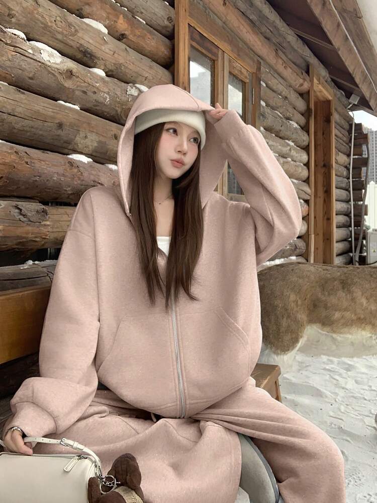 2pcs Women Sequin Sweatshirt Set, Autumn/Winter Lounge Sets For Women