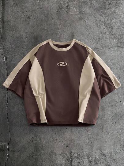 AXEPEAK 男士几何印花圆领短袖休闲T恤