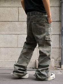 Manfinity EMRG Men's Denim Camouflage Wide Leg Pants - Light Wash - View 2