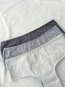 SHEIN Bộ 3 chiếc quần lót nữ tuổi teen màu xám ba màu, kiểu dáng thường ngày, không đường may. - Xám - Xem 3