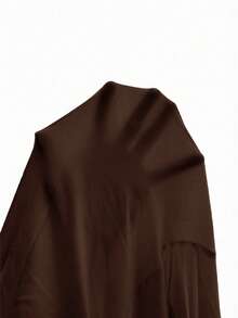 SHEIN EZwear Plus Size Brown Ruched Waist Elastic T-Shirt - Brown - View 9