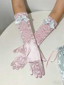 Joivida 1只蝴蝶结长手套 - 优雅精致的舞会手套 | 完美适用于表演、宴会和派对 | 高级礼仪装饰手套 | 理想的节日礼物之选 - 彩色 - 查看 9