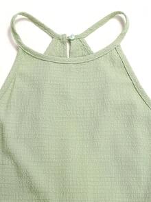 SHEIN Vestido sin mangas con volantes en el bajo para niña preadolescente de unicolor - Verde - Ver 6