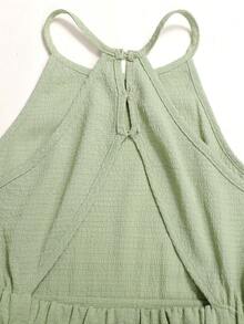 SHEIN Vestido sin mangas con volantes en el bajo para niña preadolescente de unicolor - Verde - Ver 9