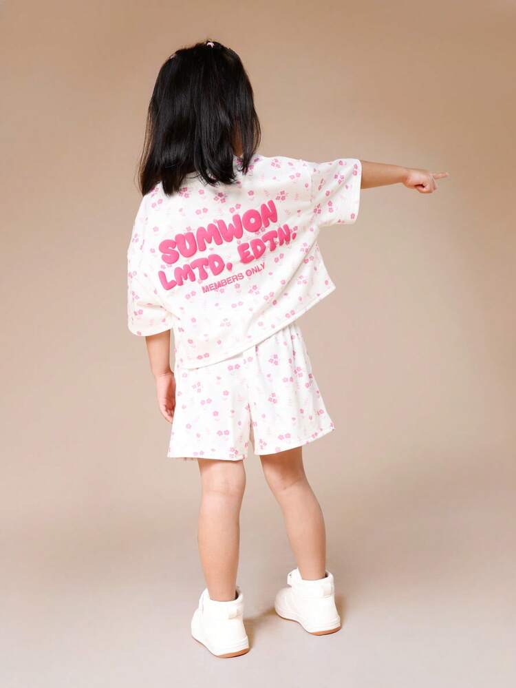 Floral Print T-Shirt And Shorts Set