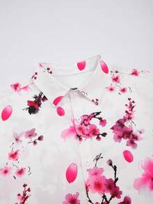 Manfinity Swimmode 印花短袖纽扣衬衫短裤套装，休闲款 - 彩色 - 查看 5