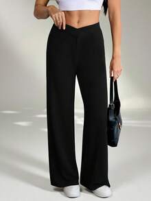 SHEIN Tall Quần ống đứng họa tiết da báo dành cho nữ, trang phục đi học, trang phục mùa thu, trang phục giáo viên, thời trang, phong cách quý tộc cổ điển, váy nữ thường ngày, trang phục ngày Quốc khánh 4 tháng 7. - màu đen - Xem 9