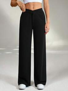 SHEIN Tall Quần ống đứng họa tiết da báo dành cho nữ, trang phục đi học, trang phục mùa thu, trang phục giáo viên, thời trang, phong cách quý tộc cổ điển, váy nữ thường ngày, trang phục ngày Quốc khánh 4 tháng 7. - màu đen - Xem 12