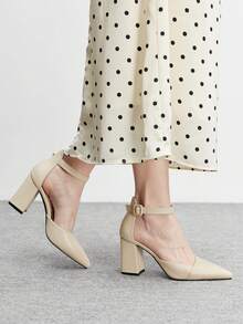 CUCCOO BIZCHIC Women's Pointed Toe Buckle Design Fashion High Heel Sandals For Daily Wear Summer - Beige - View 3