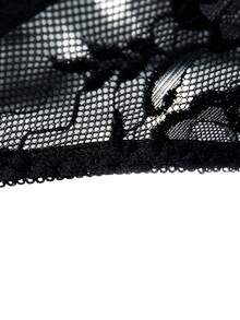 WENEZON Men's Lace Patchwork Sexy Sheer Briefs - Black - View 5