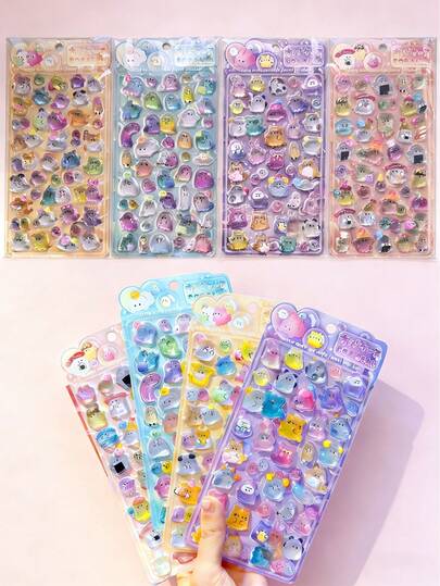 MINKOJA - SELECTS 1件/4件套可爱3D贴纸套装 - 3D立体浮雕趣味贴纸、泡泡贴纸、可爱动漫人物贴纸，适用于手机/笔记本电脑/书籍 - 情人节、新年和返校季的完美礼物（38/40/43/159片可选）