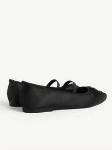 CUCCOO CHICEST Women's Flat Slip-On Shoes, Mesh Embroidery Square Toe Mules, Elegant & Charming Style - Graphite Black - View 5