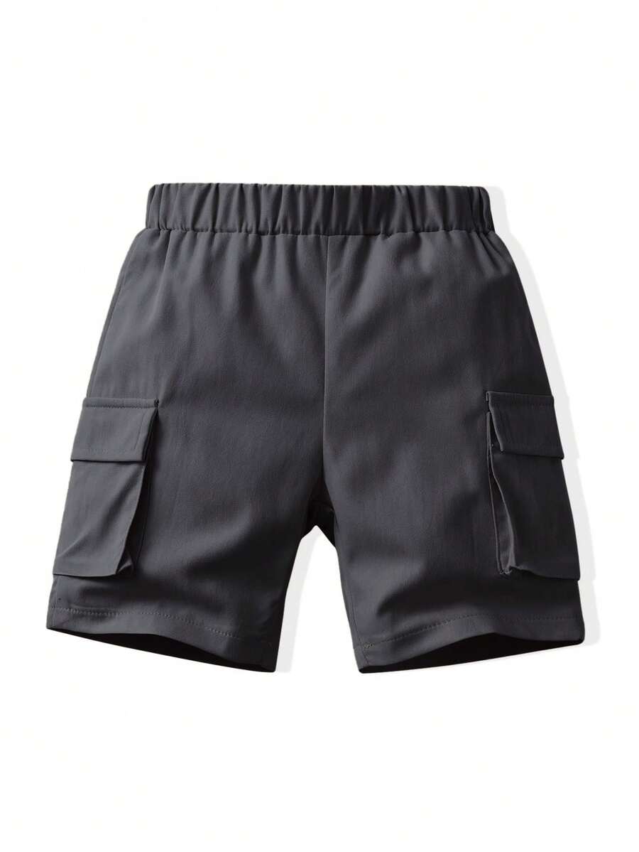 SHEIN Young BoyLoose Comfortable Casual Cargo Shorts, Suitable For School, Outdoor, Sports, Hiking, Fit For 4-7 Years Old Boys Toddler Boy Cargo Shorts Boys Casual Shorts