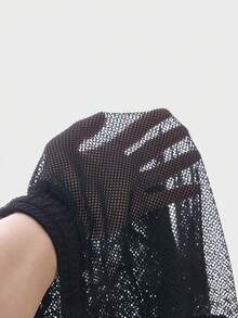 AXEPEAK Men's Letter Patched Detail Contrast Trim Drawstring Waist Shorts, Streetwear Ready - Black - View 5