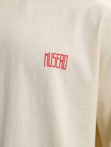 Musero Long Sleeve Back Large Graphic Print Crew Neck Tshirt SPRING SUMMER Essentials - Apricot - View 6