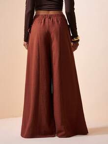 Zivah 2026 Vacation Casual Distinctive Tie Pocket Super Loose Deep Red-Brown Pants Working Pants For Women Wrap Around Pants Women S Work Clothes For The Office Women S Tall Trousers - Rust Brown - View 3