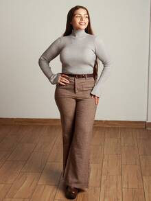 Lupita Cardoza 女式格子双口袋休闲皮带复古裤 - 彩色 - 查看 6