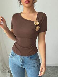 Elenzga Women T-Shirts - Brown - View 5