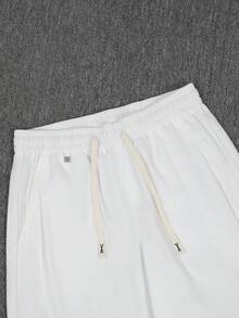 Manfinity Homme Men's Drawstring Waist Pockets Straight Loose Casual Pants - White - View 4