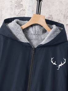 SHEIN Áo khoác mùa đông có mũ trùm đầu lót nhiệt đa năng thoải mái cho bé trai tuổi teen màu đỏ tía phong cách Boho Goth Y2k Rave Kỳ nghỉ Lễ hội Giáng sinh Mùa thu Mùa đông Lễ tạ ơn Quần áo mùa đông Cổ điển Thường ngày Ấm áp - Màu xanh hải quân - Xem 4