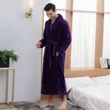 SHEIN Basic living 超柔软珊瑚绒浴袍 - 速干、不掉毛、透气 | 男女皆宜 | 时尚设计 | 秋冬情侣睡衣 - 彩色 - 查看 56