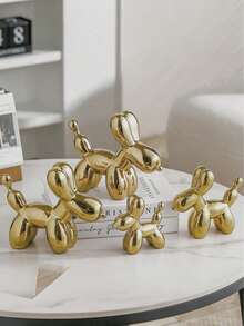 1件气球狗雕像，家居装饰现代艺术雕像，家居饰品，现代家居装饰动物艺术摆件，适用于咖啡桌厨房装饰配色方案房间美学金属质感金色雕塑狗 - 金色 - 查看 2