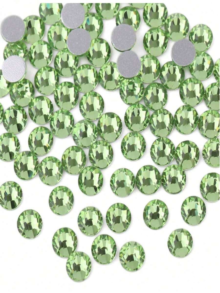 2000pcs 3-6mm Green Flat Resin Rhinestones, Round Jelly Gemstones For Making Accessories Shoes, Clothes, Cosmetics, Bags, Decoration - Green - View 1