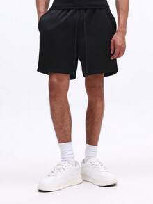 SUMWON Men's Drawstring Casual Shorts With Side Pockets Relaxed Fit Summer Comfortable Everyday Wear Basic Lounge Home Leisure Athletic Style - Black - View 4
