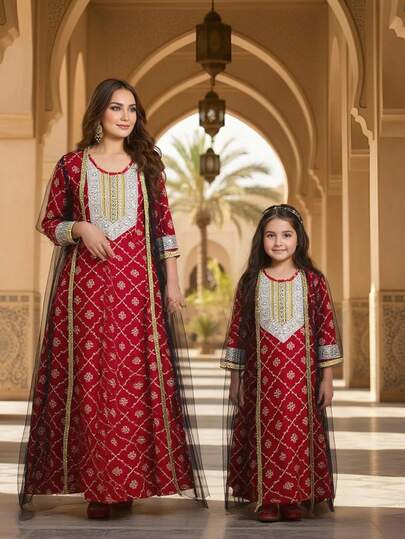 Young Girl Elegant Party Mesh Jacket & Sequin Decorated Dress Set