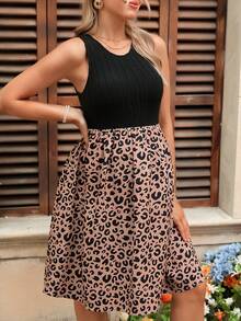 SHEIN Printed Sleeveless Casual Maternity Dress - Multicolor - View 6