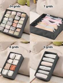 1/2/3/4件套大容量节省空间可折叠便携式分隔收纳抽屉整理篮和盒子，是收纳衣物、配饰、袜子、围巾、服饰、卧室和家居用品的理想之选，也是衣柜整理的完美方案。家居装饰收纳必备单品。 - 灰色 - 查看 2