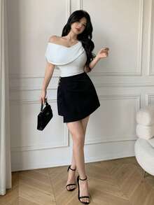 Celisse New Spring/Summer Side Zipper Metal Button Bodycon Casual Mini Skirt For Women - Black - View 5