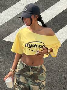 StreetHx Women's Casual Printed Short Top - Yellow - View 7