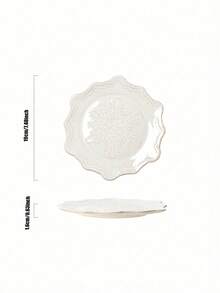 Cirelle 1pc White Ceramic Plates, Snowflake-Shaped Plates, Stackable, Suitable For Serving Dishes/Salads/Pastries, Ideal For Family Gatherings, Restaurants, And Parties,Christmas, Valentine's Day - Multicolor - View 8