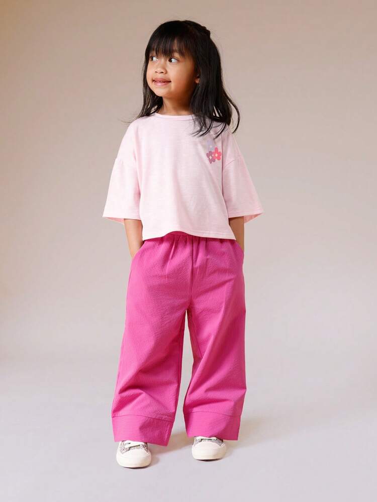 Floral T-Shirt With Wide Leg Pants Set