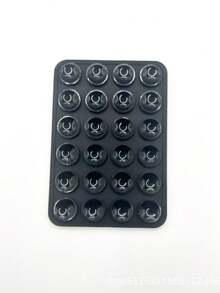 1个手机硅胶吸盘，带24个方形吸盘，双面硅胶吸盘手机支架，适用于手机壳、自拍、视频等多种场景。