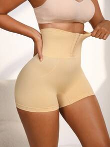 NudeFit Women's High Elasticity Front Closure Slimming Pants - Apricot - View 4
