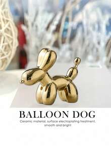 1件气球狗雕像，家居装饰现代艺术雕像，家居饰品，现代家居装饰动物艺术摆件，适用于咖啡桌厨房装饰配色方案房间美学金属质感金色雕塑狗 - 金色 - 查看 1