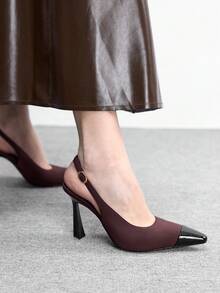 CUCCOO BIZCHIC Women's Fashion Open Toe Stiletto High Heel Shoes, Suitable For Commuting, Dating, Parties, Festivals And Various Occasions Valentine's Day - Burgundy - View 5