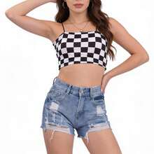 Shorts de Mezclilla Con Desgarre Para Mujer - Azul - Ver 2