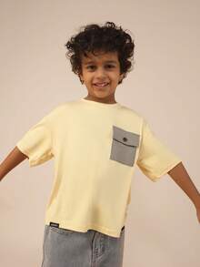 SUMWON Boys Short Sleeve Crew Neck Jersey T-Shirt With Chest Pocket Detail Casual Summer Top - Yellow - View 4