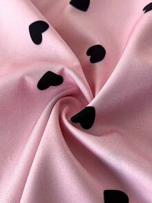 Maweii Pantalones largos de talla grande con estampado de corazón y bloques de color - Rosa - Ver 6