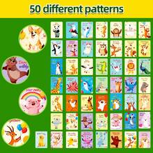 50-Pcs/Set Animal Pattern Cards, 50 Cards, Happy Birthday Text Cards, Creative And Fun Animal Cards, Animal Learning Cards - Multicolor - View 2