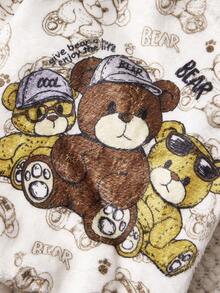 PETSIN 1件印花三只泰迪熊法兰绒卫衣，厚实保暖，适合宠物秋冬季穿着