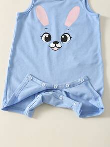SHEIN 3pcs Newborn Unisex Baby Clothes,Cute Summer Knitted Cartoon Animal Rabbit Fox Pattern Sleeveless Romper,Multi-Color - Multicolor - View 6