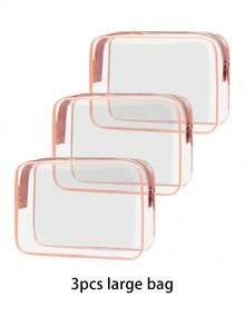 4 件套时尚简约男女通用洗漱包，防水透明化妆包，容量 1 夸脱，适合旅行，男女皆宜，可携带登机，可赠送 1/2/3 件。 - 粉色 - 查看 23