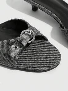 CUCCOO SZL Sandalias de tacón de aguja de moda casual con diseño de hebilla para mujer - Gris - Ver 6